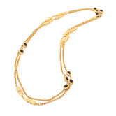 Regalia 24K Gold Plated Single Strand Jet Stone Necklace