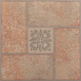 Nexus 12" x 12" Vinyl Tile in Beige Terracotta with Motif Center