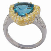 18K Gold and Silver Pear Cut Topaz and Cubic Zirconia Ring