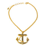 Gold Tone Brass Anchor Necklace