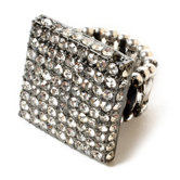 Gunmetal Plated Crystal Union Square Ring