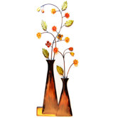 Tall Vase With Coloured Flowers Metal Wall Art