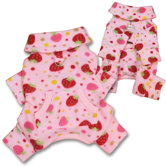 Yummy Strawberries Fleece Turtleneck Dog Pajamas / Bodysuit