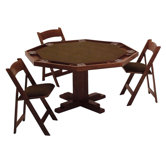 52'' Oak Pedestal-Base Poker Table Set