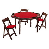 57" Oak Period Style Folding Poker Table Set