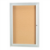 Enclosed Bulletin Board in Silver with Cork