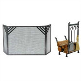 Chevron Fireplace Steel Accessories Set