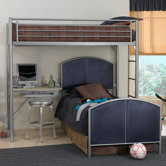 Universal Youth Twin over Twin L-Shaped Bunk Bed with Built-In Ladder and Desk