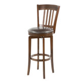Canton Swivel Bar Height Barstool with Vinyl Seat in Brown