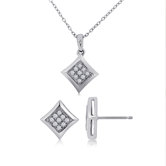 Sterling Silver Genuine Diamond Earring and Pendant Set