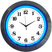 Chrome Blue Neon Clock