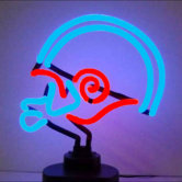 Football Helmet Neon Sculpture in Blue and Red