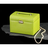 Four Level Jewelry Case  in Lime Leather