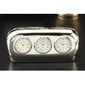 Salzburg Three Time Zone Clock in Silver