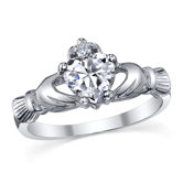 Sterling Silver Irish Claddagh Friendship and Love Cubic Zirconia Ring