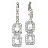 Emerald Cut Cubic Zirconium Drop Earrings