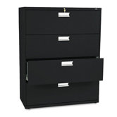 600 Series Four-Drawer Lateral File, 42w x19-1/4d, Black