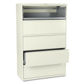 800 Series Five-Drawer Lateral File w/roll-Out Shelf, 42w, Putty