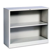 Metal Bookcase, 2 Shelves, 34-1/2w x 12-5/8d x 29h, Light Gray
