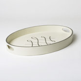 Script Oval Tray in Ivory