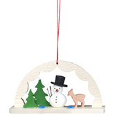 Archway with Snowman in Woods and Deer Ornament