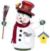 Snowman with Broom and Birdhouse Incense Burner
