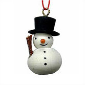 Painted Wooden Snowman Ornament