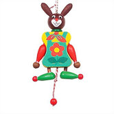 Wooden Bunny Jumping Jack Toy