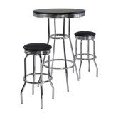 Summit 3 Piece Pub Table with Swivel Stool in Black
