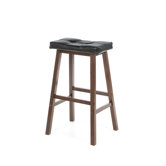 Mona 29" Saddle Seat Stool with Cushion in Antique Walnut
