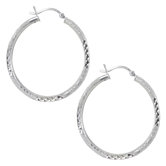 Sterling Silver Diamond Cut Dust Hoop Earrings