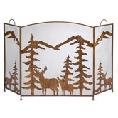 Mountain Wilderness 3 Panel Wrought Iron Fireplace Screen