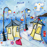 St. Kilda Pier with Bunting by Susie Grindey Wall Art