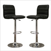 Baxton Studio Lyris Faux Leather Barstool in Black (Set of 2)
