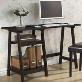 Baxton Studio Small Mott Wood Modern Writing Desk with Sawhorse Legs