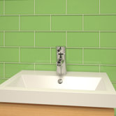 Subway 6" x 3" Tile in Powder Room Green