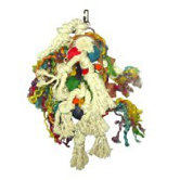Rope, Leather and Wood Cluster Bird Toy
