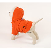 Italian Dog Coat with Faux Fur-Lined Hood in Orange