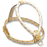 Elegance Dog Harness with Embossed Monogram in Beige