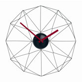 Wired Web Wall Clock in Black with Red Handle