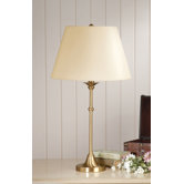 Morgan Table Lamp with Charlotte Barrel Shade in Satin Brass