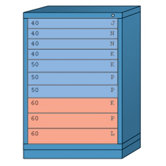 Counter High Standard Cabinet with 10 Drawers: 30" W x 28 1/4" D x 44 1/4" H