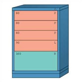 Counter High Standard Cabinet with 5 Drawers: 30" W x 28 1/4" D x 44 1/4" H