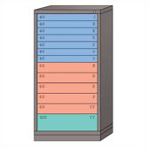 Eye-Level High Standard Cabinet with 13 Drawers: 30" W x 28 1/4" D x 59 1/4" H