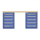 Modular Drawer Workstation with 2, 5 Drawer Slenderline Cabinets: 72" W x 28" D x 35 1/2"  H