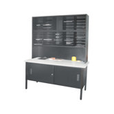 50 Adjustable Slot Literature Organizer with Riser and Cabinet