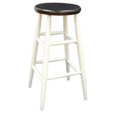 29" Cafe Bar Stool in White/Chestnut