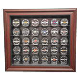 NHL Thirty Puck Cabinet Style Display Case in Mahogany