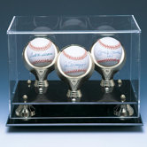 Three Baseball Gold Ring and Risers