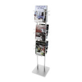 Magazine Displayer, 6 Pockets, 12"x12"x48", Silver